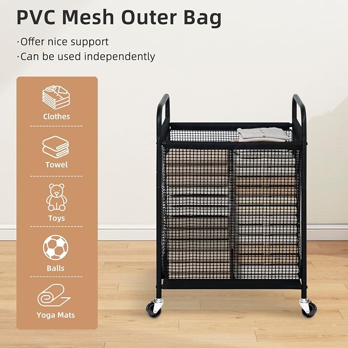 STORAGE MANIAC Rolling Laundry Hamper - Image 4