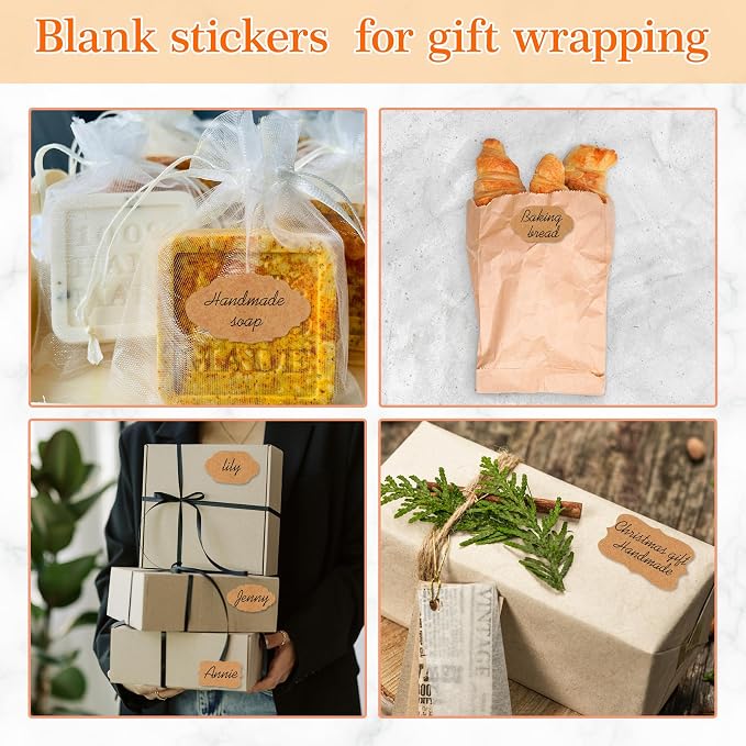 300Pcs 2" x 1.2" Gift Tags Name Label Stickers, Blank Kraft Stickers - Image 7