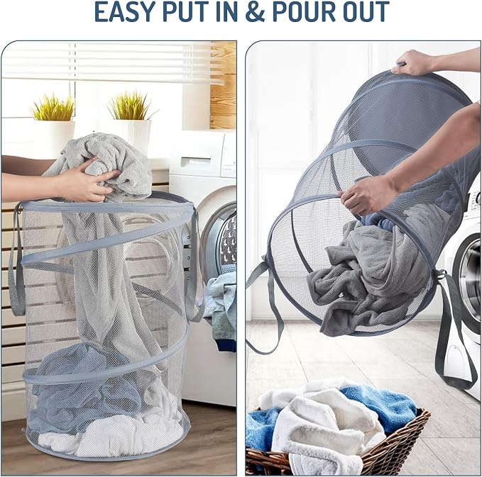 Seiritex Mesh Popup Laundry Hamper 115L Collapsible Laundry Basket Extra Large - Image 6