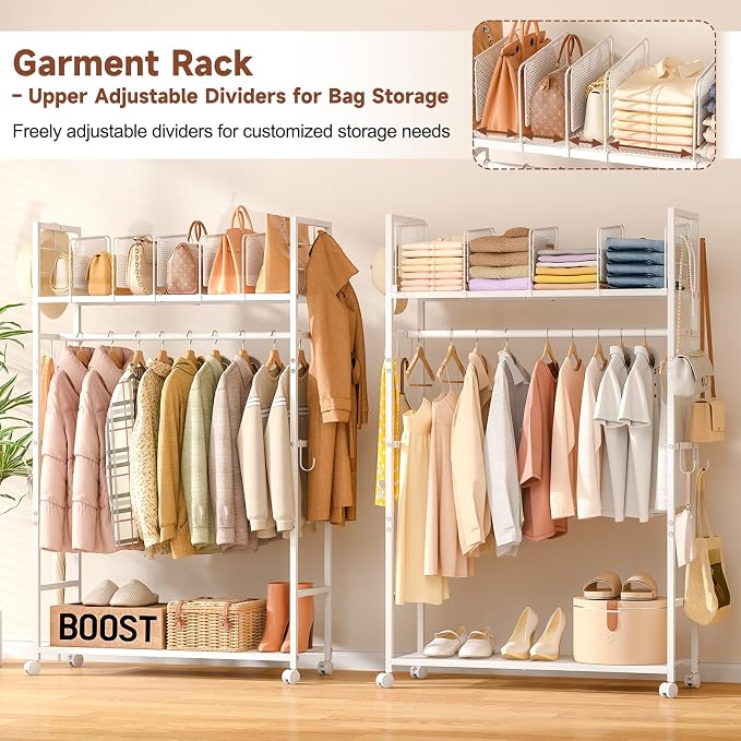 Portable Clothes Rack with Adjustable Shelf Divider, Freestanding Closet - Image 3