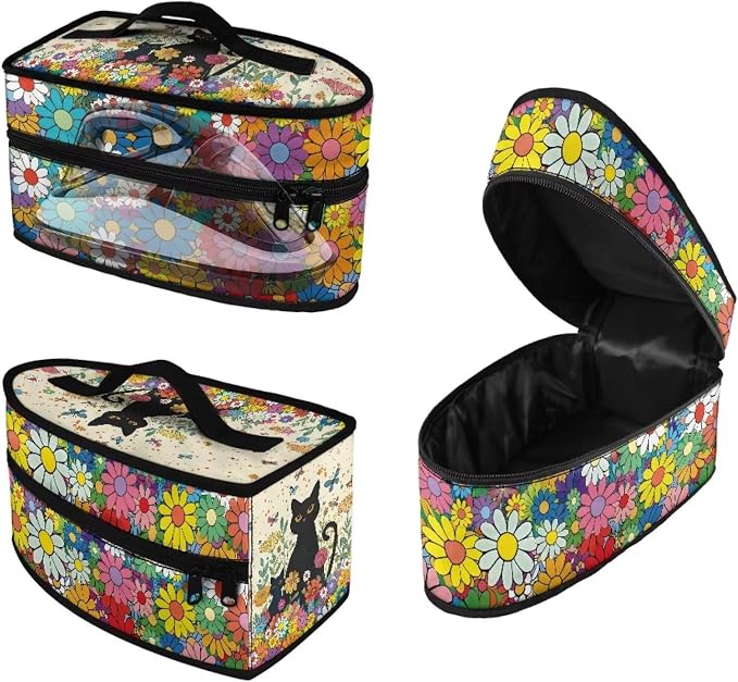 Black Cat Steam Iron Case Bag for Women Daisy Portable Protective Iron Storage by Maiyoinou