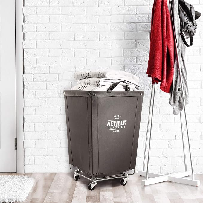 Seville Classics Large Commercial Heavy Duty Rolling Steel Frame Laundry Hamper - Image 5