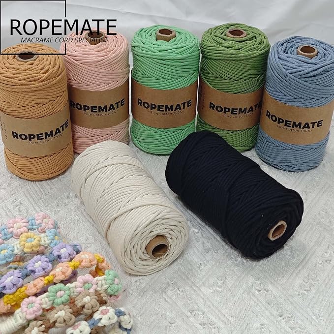 ROPEMATE 100% Cotton Braided Macrame Cord 3mm x110Yards Macramé Rope - Image 4