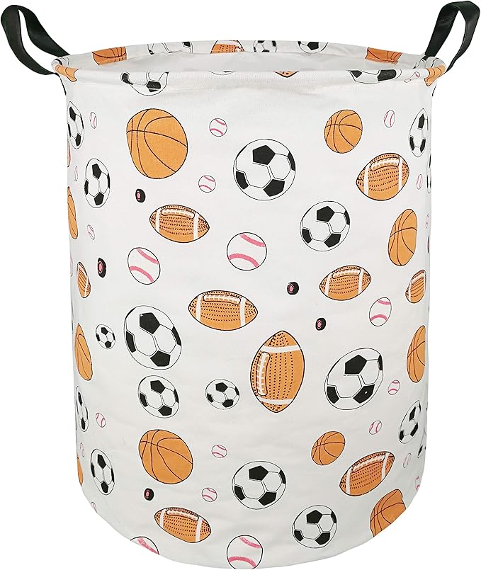 KUNRO Round Basketball Football Laundry Gift Basket Storage Hamper, Clothes by KUNRO