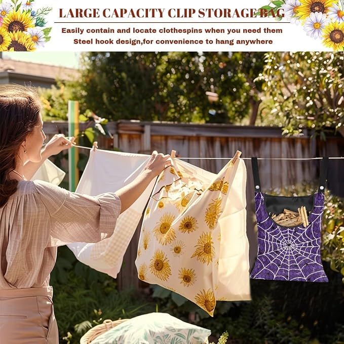 Purple Cobweb Pin Collector Bag Reusable Clothespin Storage Organizer Wall - Image 5