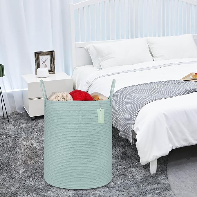 Large Cotton Rope Laundry Hamper 65L, Baby Nursery Hamper Bin, Woven Storage - Image 7