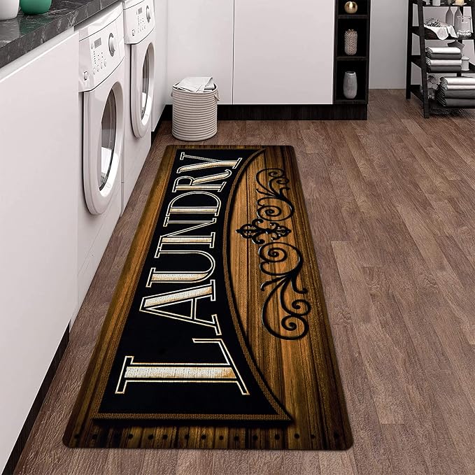 Pauwer Laundry Room Rug Runner 20"x60" Waterproof Rubber Laundry Mat Non Slip - Image 2