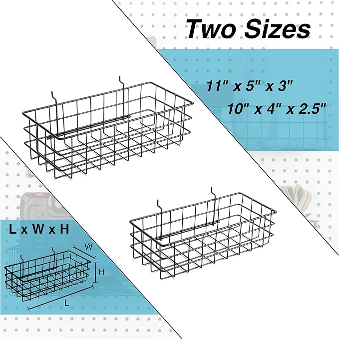 Pegboard Basket Set of 2, Medium + Small Size Basket, Accessories, Garage - Image 3
