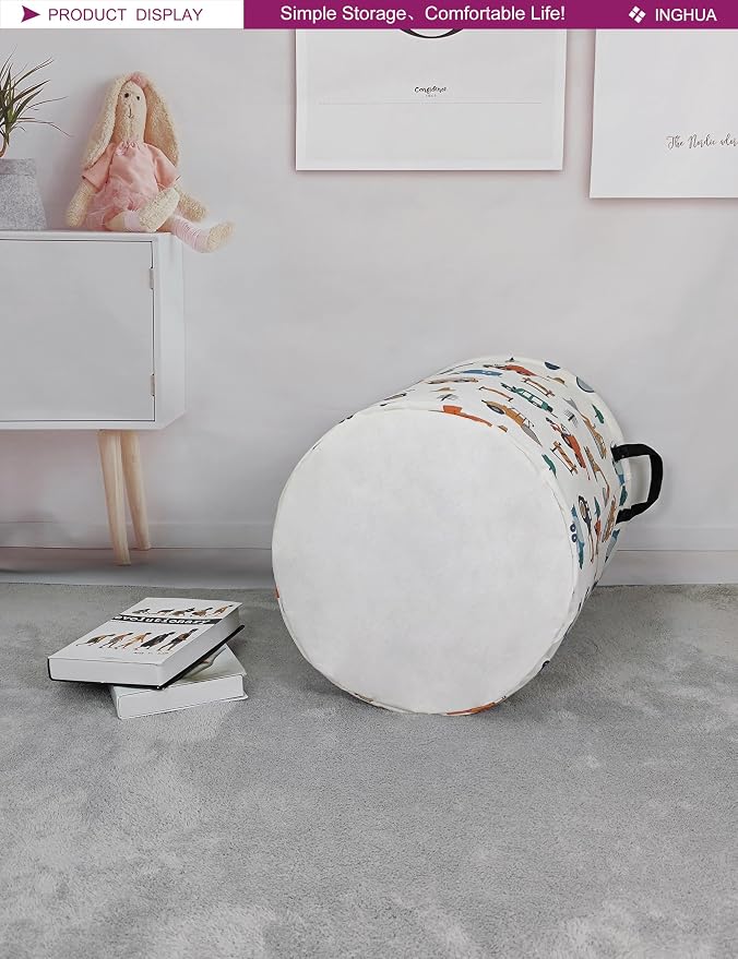 Laundry Hamper Large Canvas Fabric Lightweight Storage Basket/Toy - Image 6