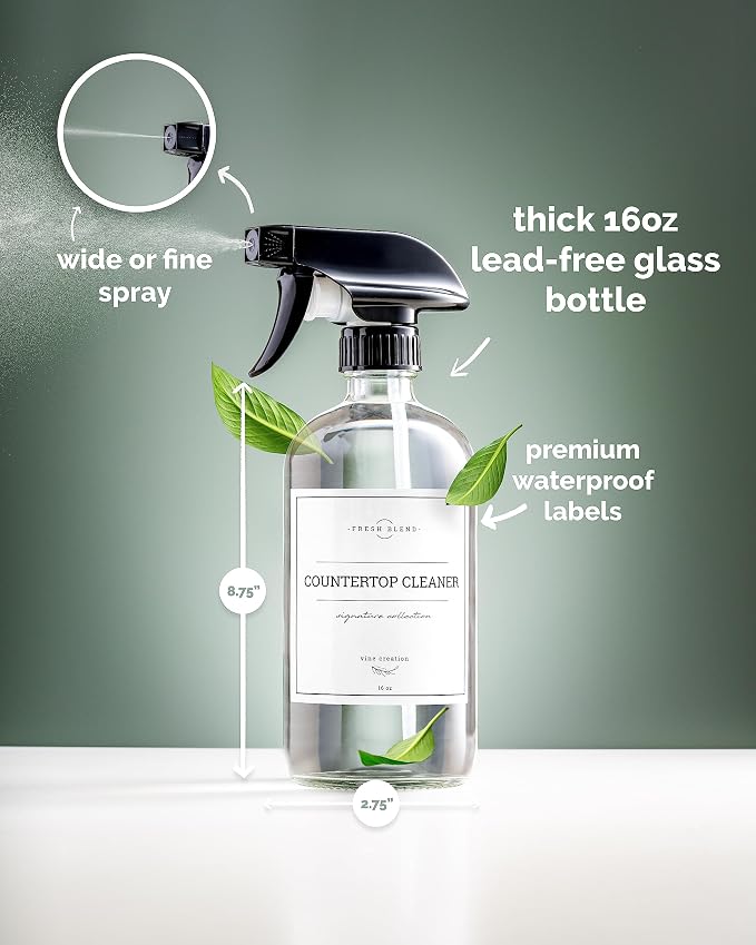 Vine Creations Glass Spray Bottles, 2 Pack Refillable Spray Bottles - Image 4