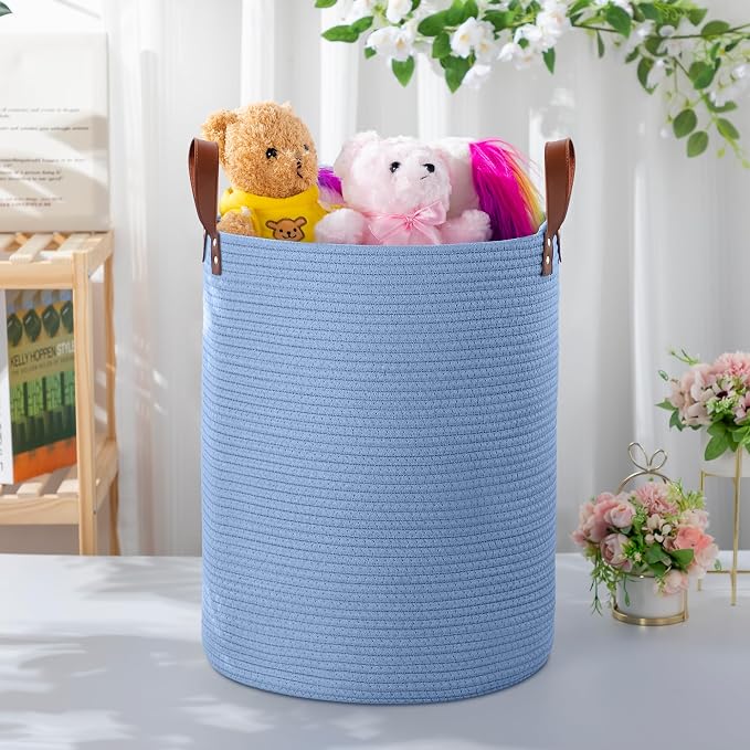 80L Large Rope Basket, Woven Rope Storage Basket - Image 4