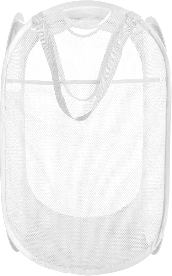 Smart Design Deluxe Mesh Pop Up Square Laundry Hamper w/ Side Pocket & Handles - Image 2