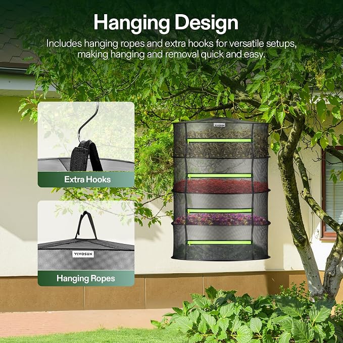 VIVOSUN 4-Layer Mesh Drying Rack Hanging Design - Image 3