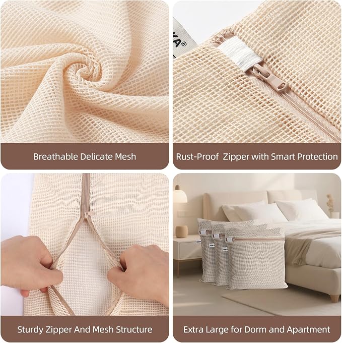 100% Cotton Mesh Laundry Bags, Premium Soft, No Dye - Image 5