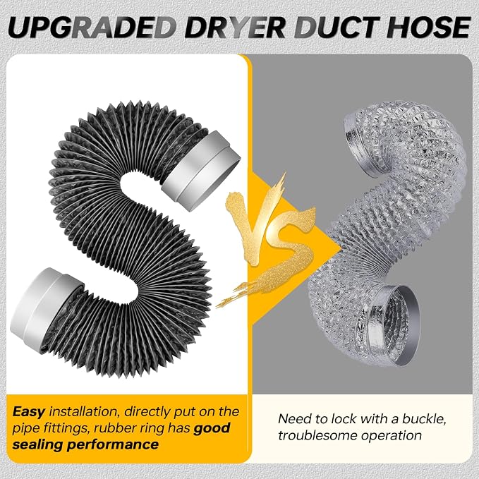 8FT Dryer Vent Hose 4 Inch, Flexible Aluminum Dryer Duct - Image 3