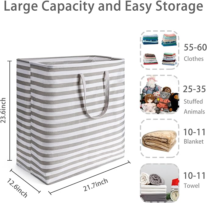 BOOMIBOO 2-Pack Large Laundry Basket, Waterproof Freestanding Laundry Hamper - Image 3