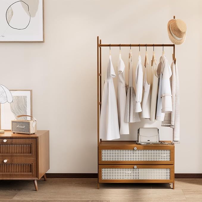 Garment Rack with Drawers, Cute Clothing Rack, Bamboo Clothes Rack, Clothes - Image 2