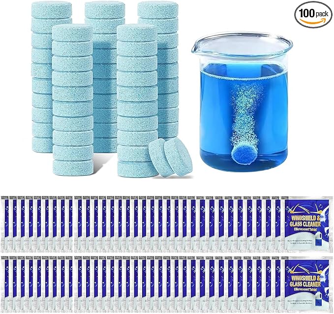 （100 PCS） Car Windshield Washer Tablets, Glass Cleaner, Concentrated Tablets by Unknown