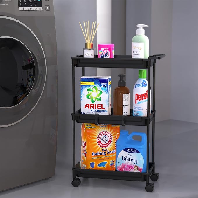 SimpleHouseware Standard 3-Tier Slim Rolling Storage Cart - Image 8