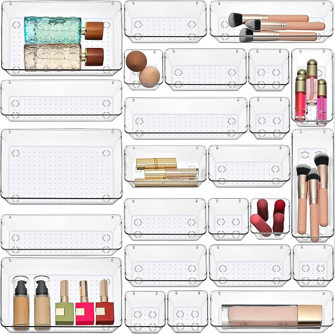 Masirs Clear Drawer Organizer Set by Masirs