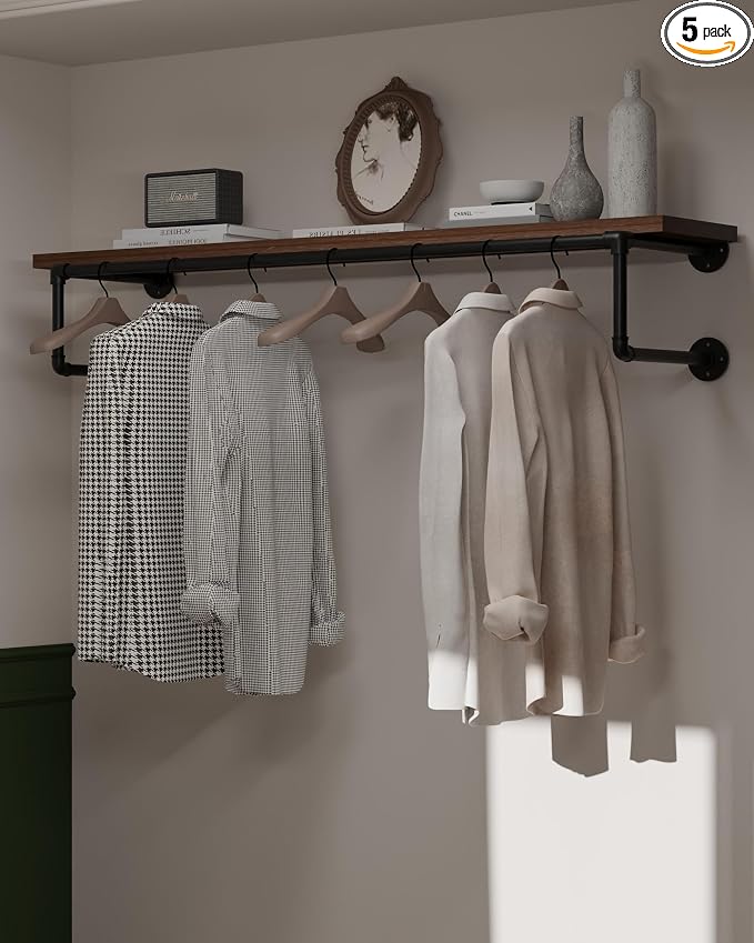 Clothes Rack 48in, Wall Mounted Garment Racks by INDUSTRIALSHELVESDESIGN