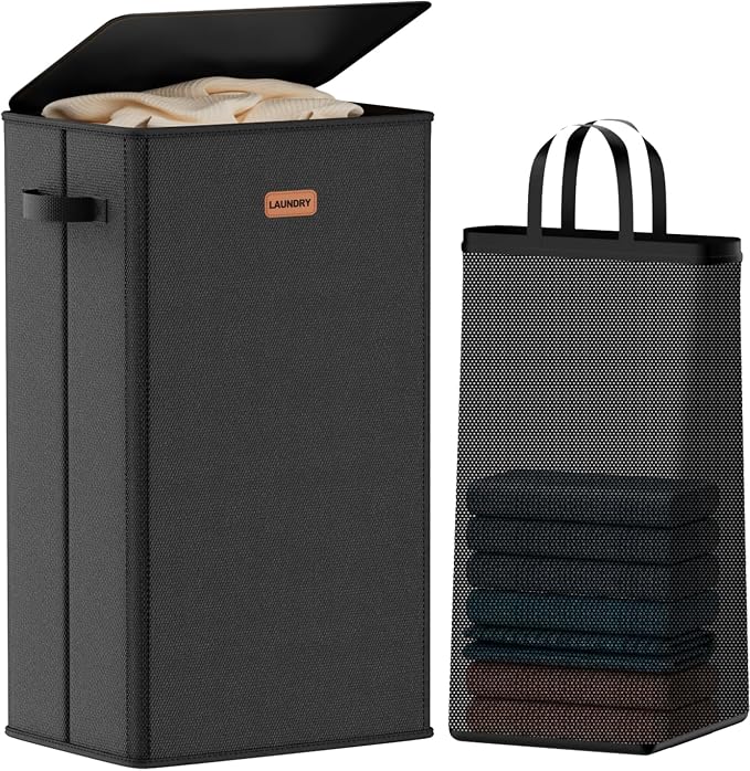 100L Laundry Hamper with Lid, Large Clothes Hampers with Removable Bag by Vexalora