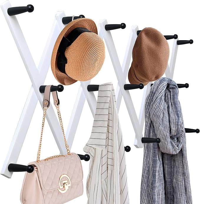 WEBI Accordion Wall Hanger, Expandable Wooden Hat Rack by WEBI