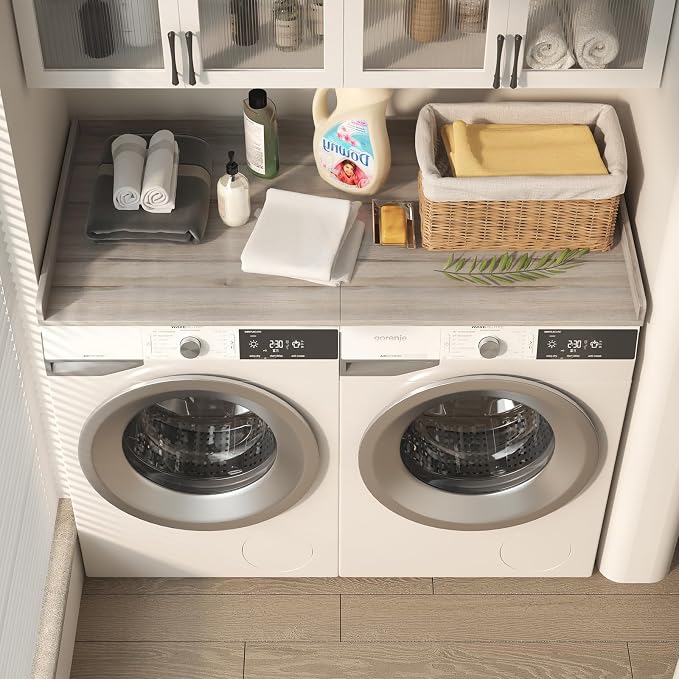 54"×27.5"×2" Foldable Washer Dryer Countertop, Solid Wood Laundry Storage Shelf - Image 6