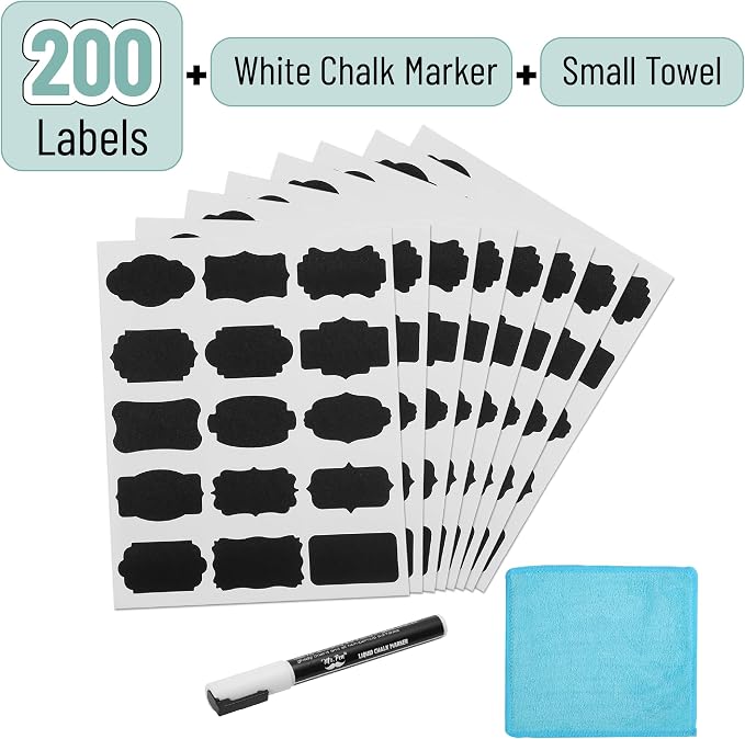 Mr. Pen- Chalkboard Labels, 1 White Chalk Marker and Small Towel - Image 2