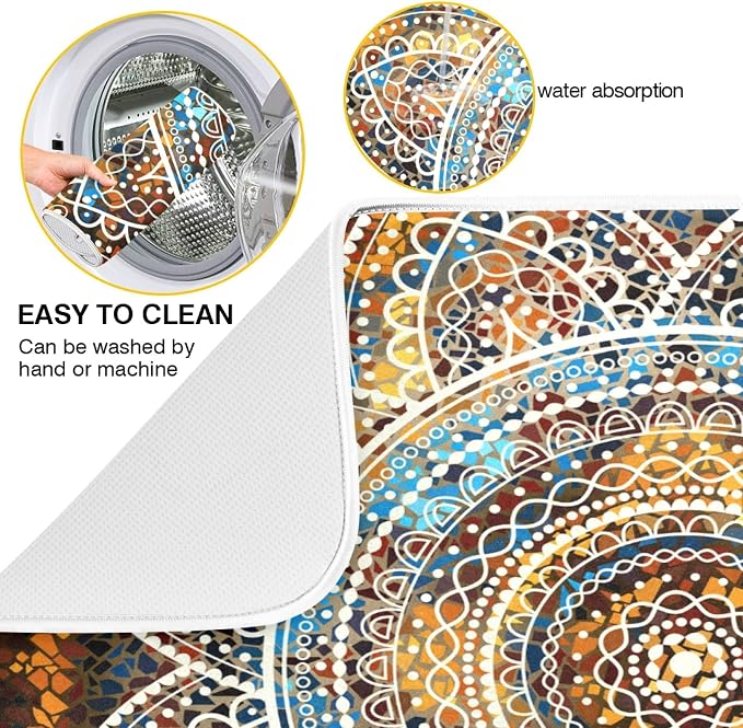 Mandala Dish Drying Mats 16 x 18 Inch Super Absorbent Microfiber Dish Drainer - Image 2
