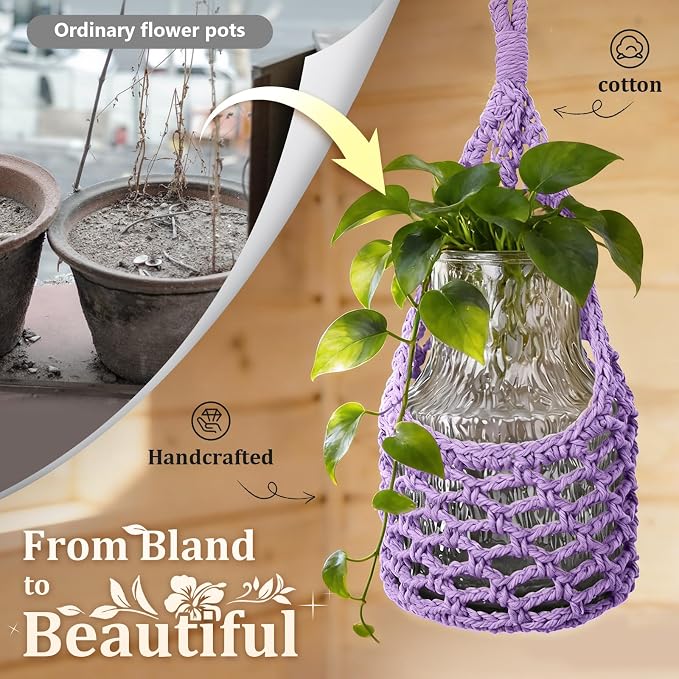 Macrame Wall Plant Hanger, Hanging Planter Basket Holder, Wall Planters - Image 5
