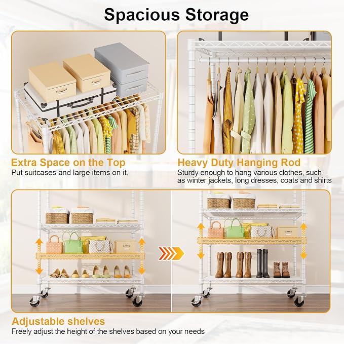 P9 Rolling Clothes Rack Heavy Duty, Clothing Racks - Image 7