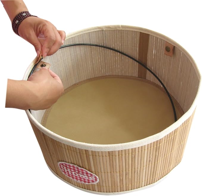 FixtureDisplays Laundry Hamper Bamboo Round Wicker Clothes Bin Basket Storage - Image 4