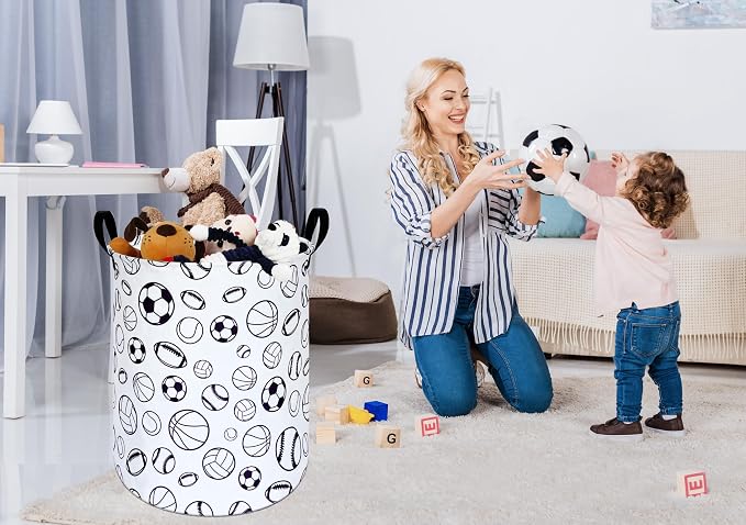 KUNRO Round Laundry Gift Basket Storage Hamper, Clothes Storage Organizer Bins - Image 4