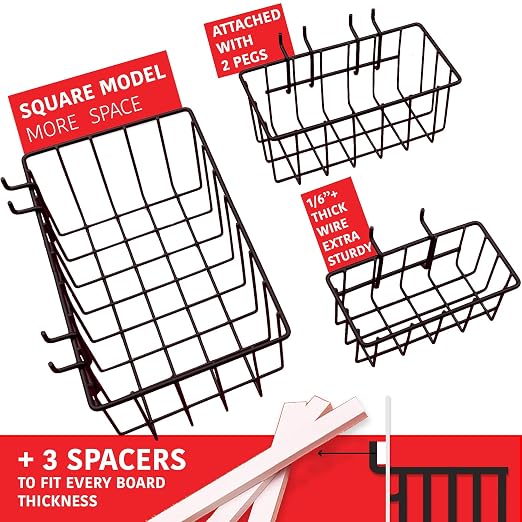 Extra Thick 60pcs Pegboard Accessories Organizer Kit | 1/4 Inch Peg Board - Image 3