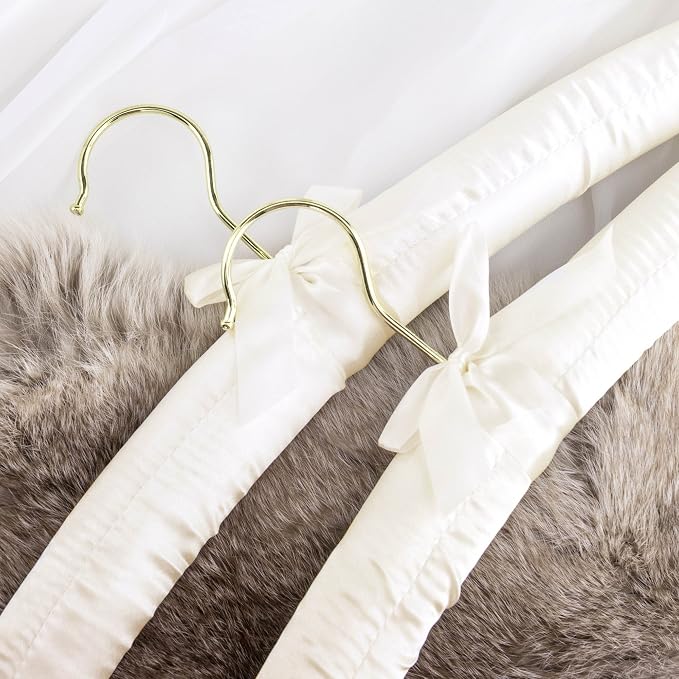 HANGERWORLD Ivory Satin Padded Hangers 17inch - Image 6