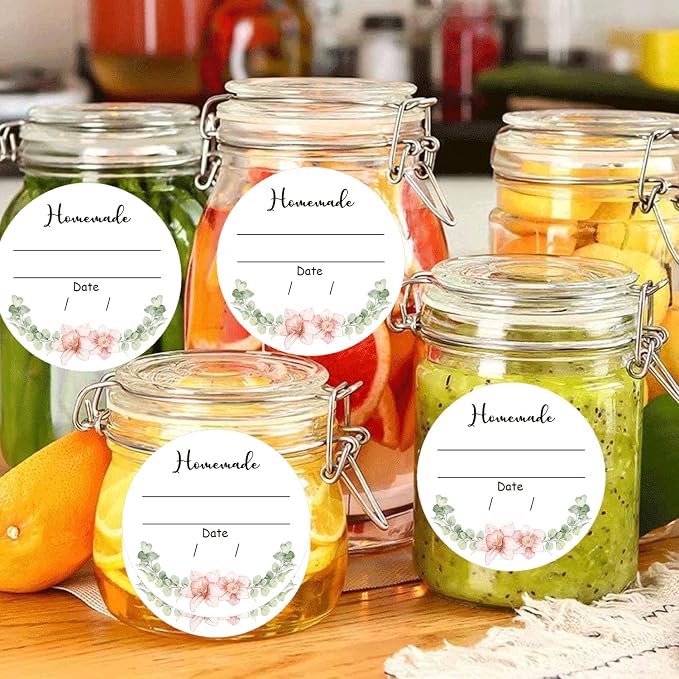 2 Inch Watercolor Greenery Canning Stickers 500 Pcs Write on Date Contents - Image 7