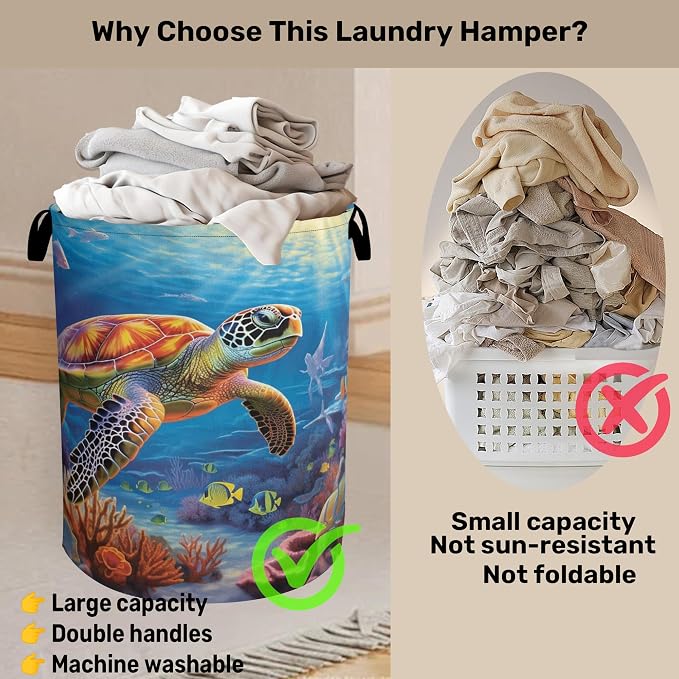 Sea Turtle Large Clothes Hamper Bag - Image 3