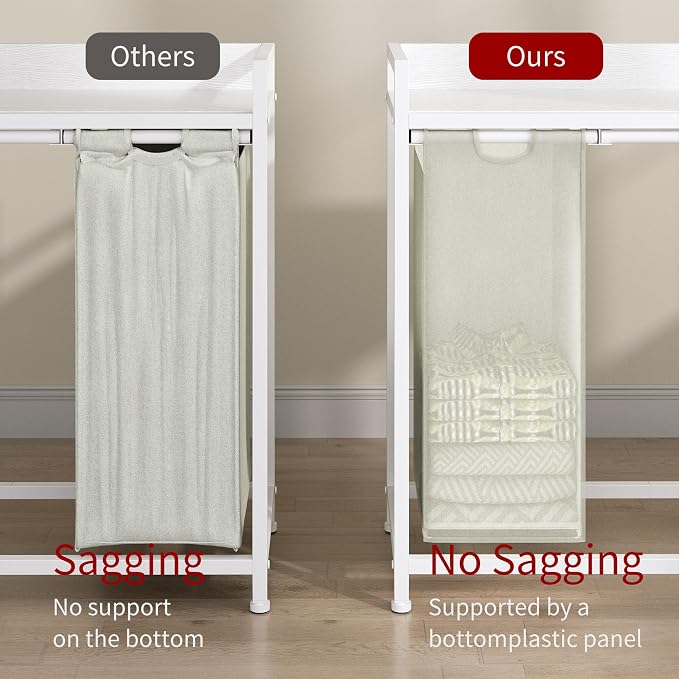 Laundry Hamper with Shelf, Laundry Basket 4 Section, Laundry Sorter with - Image 5
