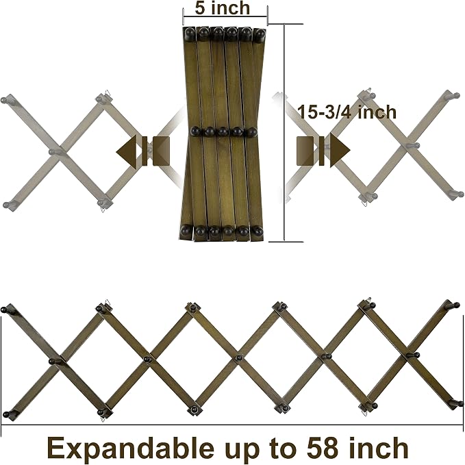 WEBI Accordion Wall Hanger, Expandable Wooden Hat Rack - Image 6