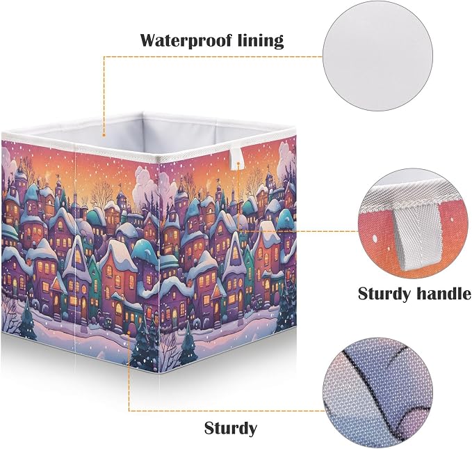 senya Large Storage Bins Christmas Town Collapsible Foldable Storage Cubes - Image 4
