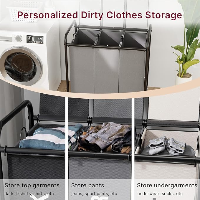 3-Compartment Laundry Cart - Image 3
