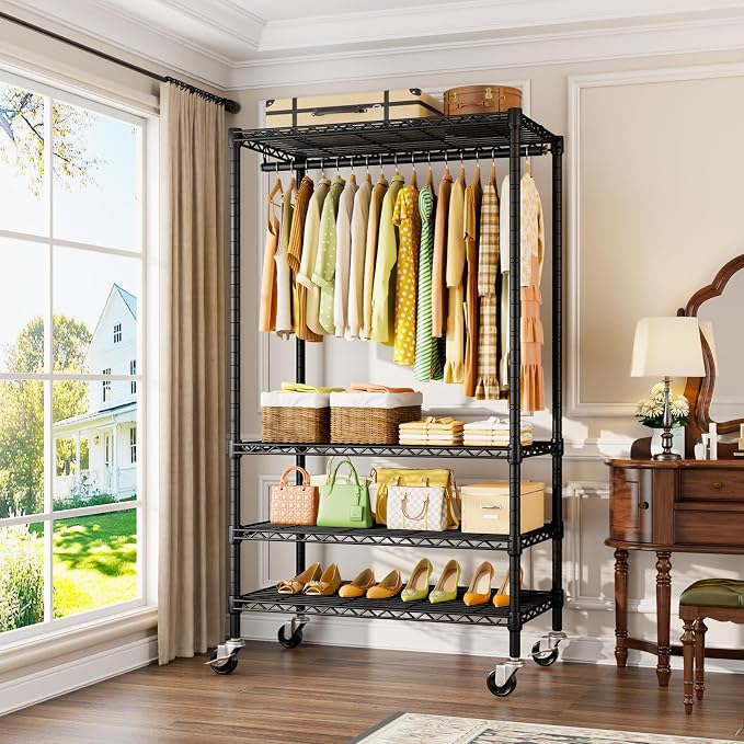 P9 Rolling Clothes Rack Heavy Duty, Clothing Racks - Image 2