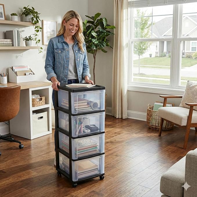 4-Drawer Narrow Storage Cart - Image 9