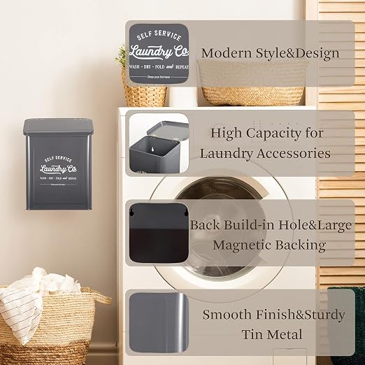 Magnetic Lint Bin for Laundry Room, Wall Mounted Lint Trash can - Image 4