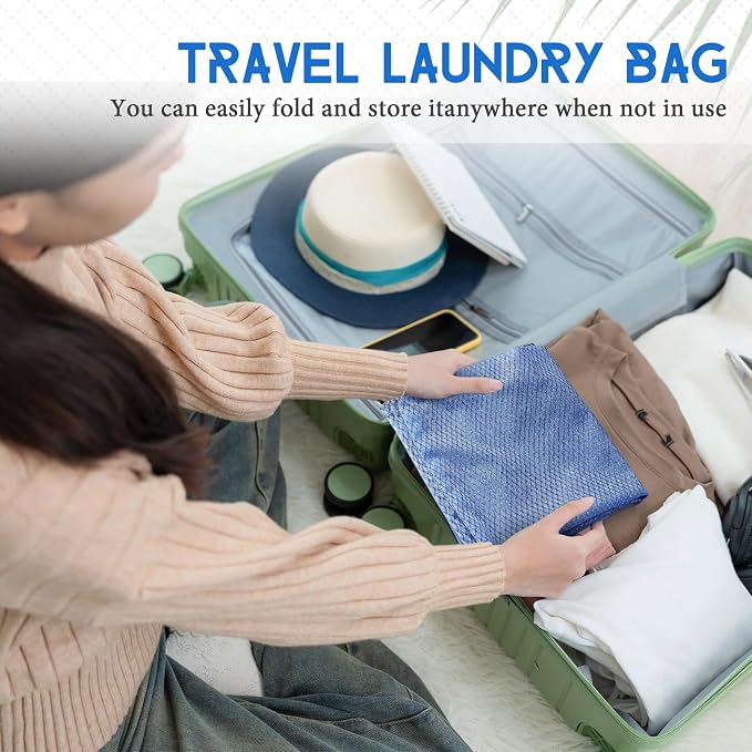 6 Pack 24 x 36 Inches Blue Soft Mesh Laundry Bag - Image 6