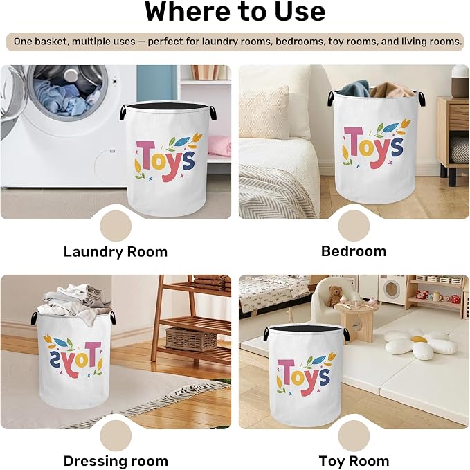 Toys Foldable Canvas Laundry Basket - Image 4