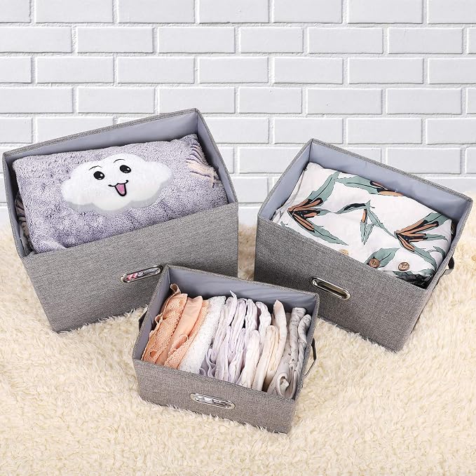 Large Linen Collapsible Storage Bins - Image 4