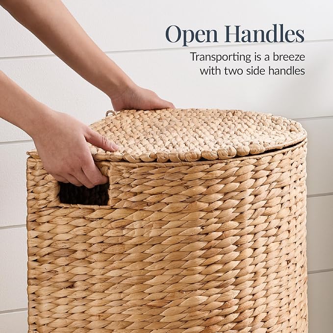 Best Choice Products Half Moon Laundry Hamper w/Lid, Woven Half Round Laundry - Image 6
