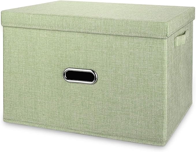 Linen Fabric Collapsible Storage Bins by Unknown